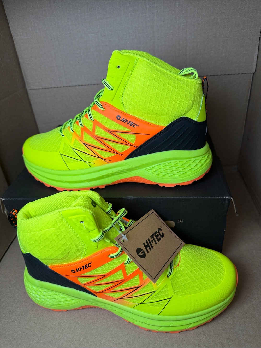 Hi-Tec Men’s Neon Green & Orange High-Top Sneakers
